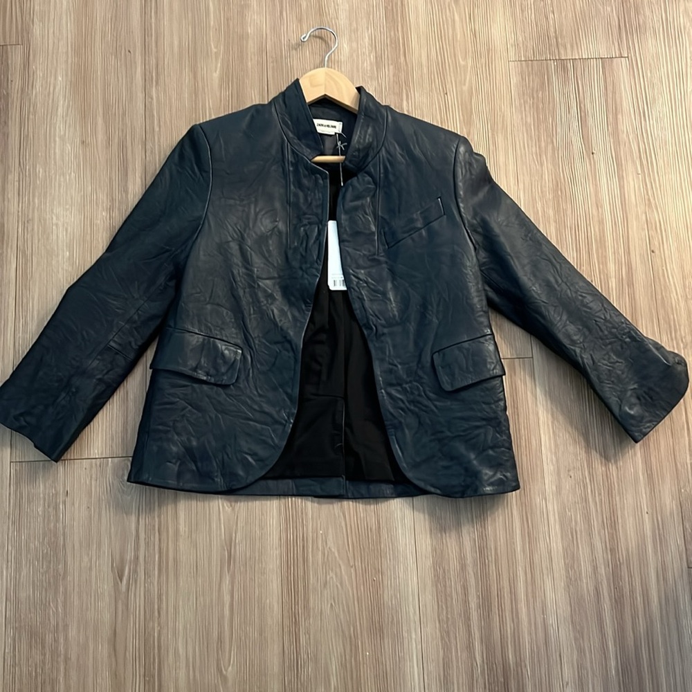 Zadig & Voltaire Leather Jacket (Size 36, Myrtille)